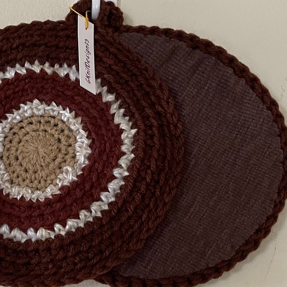 Round Pot Holders, Crochet Pot Holders, Kitchen Decor, Crochet Housewarming Gift - Picture 5 of 8